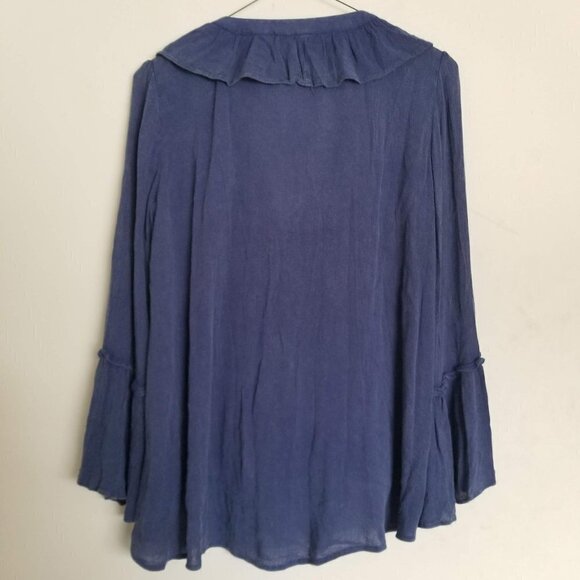 Vici Lace Up Ruffle Oversized Bell Sleeve Blouse S - Picture 4 of 9